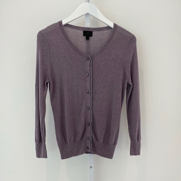 BANANA REPUBLIC MONOGRAM PURPLE SILK CASHMERE CARDIGAN SIZE S NWOTS! - Picture 4 of 14